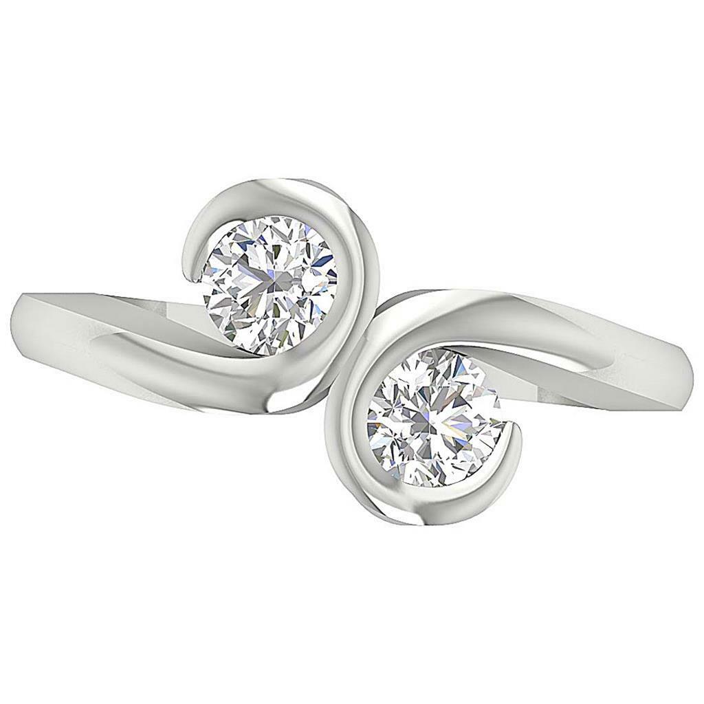 Forever Us Two Stone Engagement Ring SI1 G 1.10 Carat Round Diamond 14K Gold