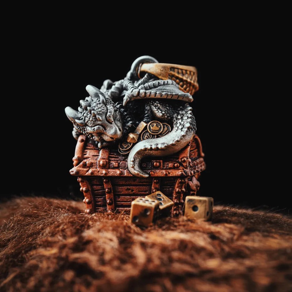 Dragon Treasure Chest Pendant Necklace Keepsakes Jewelry Gift for Men Women