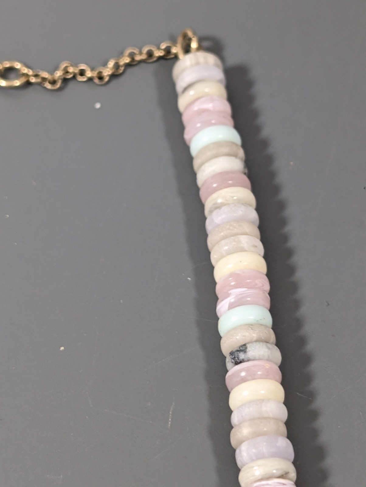 Stella & Dot Pastel Pale Heishi Stacked Beaded Neckalce Boho Gold Tone 22″
