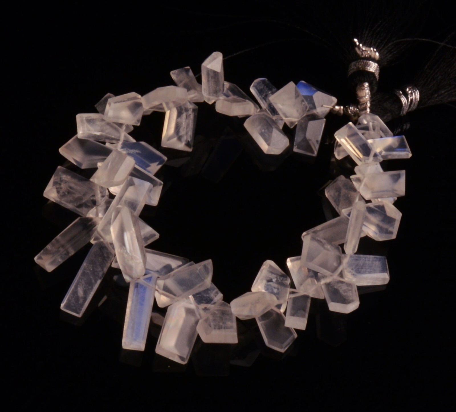 Blue Fire Rainbow Moonstone 9 to 15 mm Size Cutstone Beads 7″ Strand