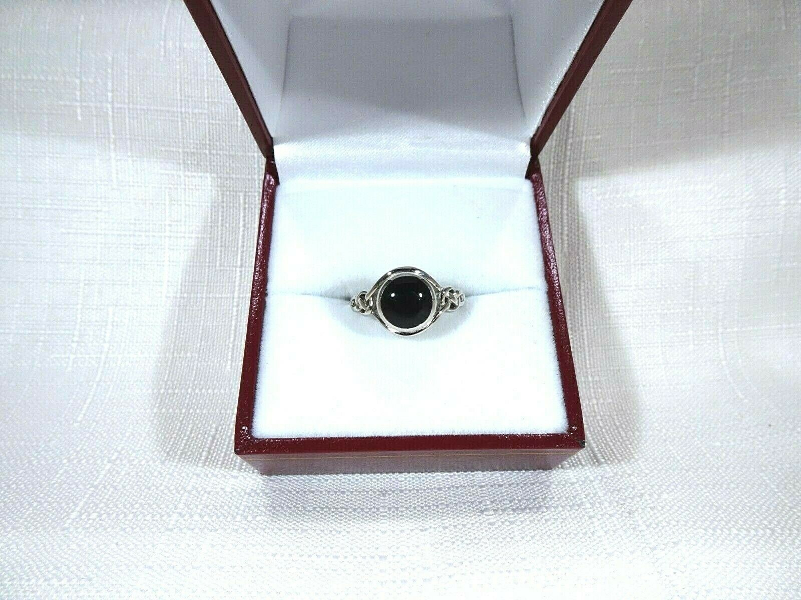 Lab-Created Black Onyx Solid Sterling Silver Celtic Knot Ring-size US (7) AU (O)