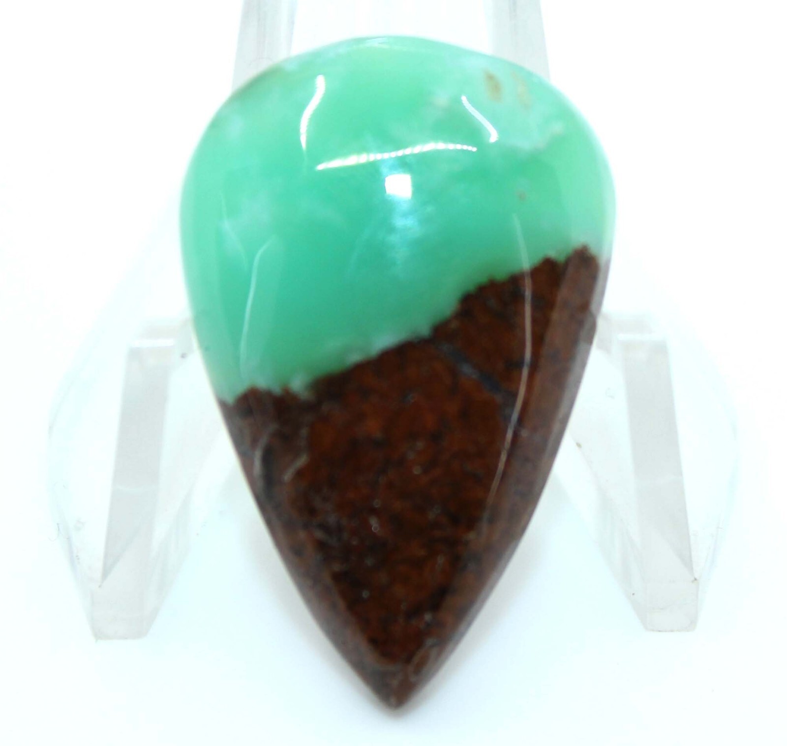 Top Quality 24.40 Bio Chrysoprase Gemstone Pear Cabochon Loose Gemstone 35x24x7