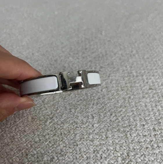 Hermès H Bangle Clic Clac GM ST-0187_Silver x White