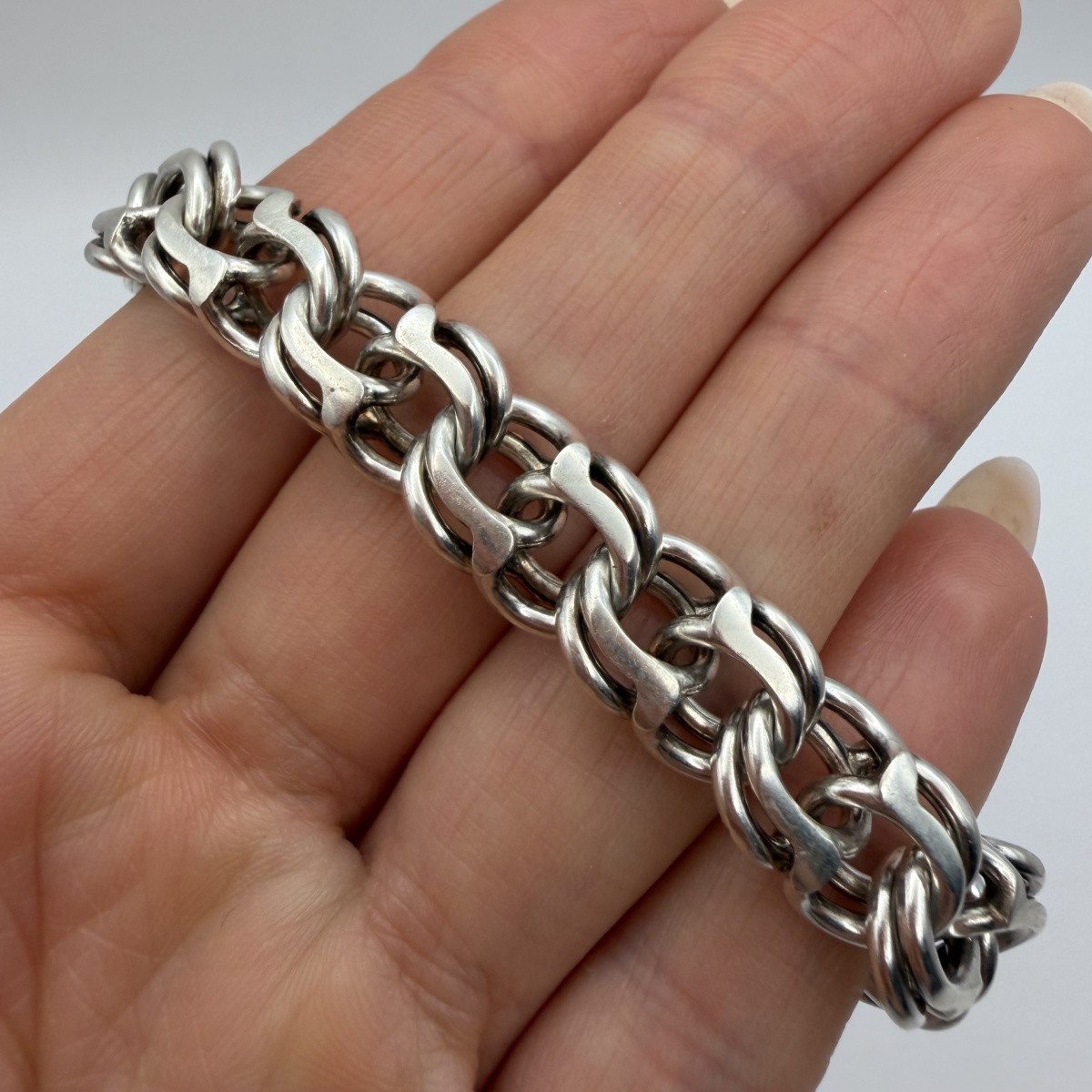 Vintage Heavy Sterling Silver Bismarck Bracelet Handmade Men’s Oxidized 20cm