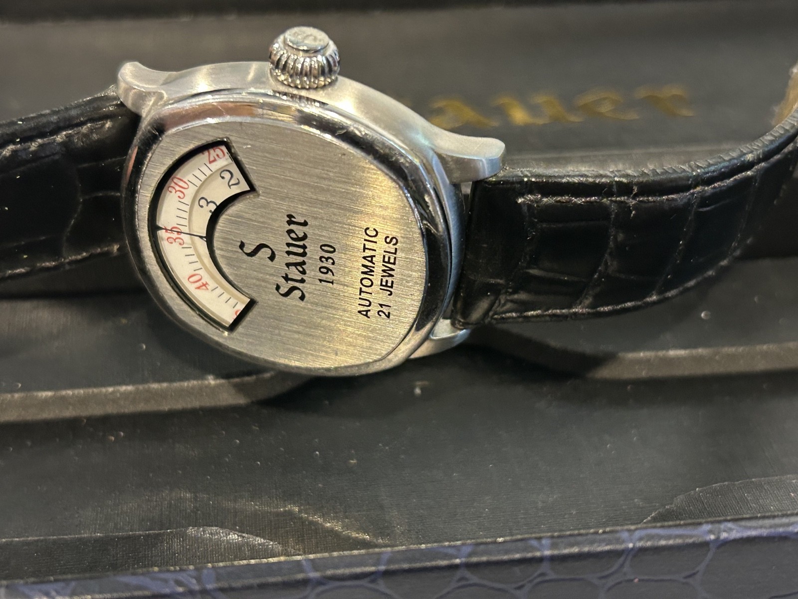 Stauer 1930 Dashtronic, Automatic, 21 Jewels, Stainless Steel, Leather Used