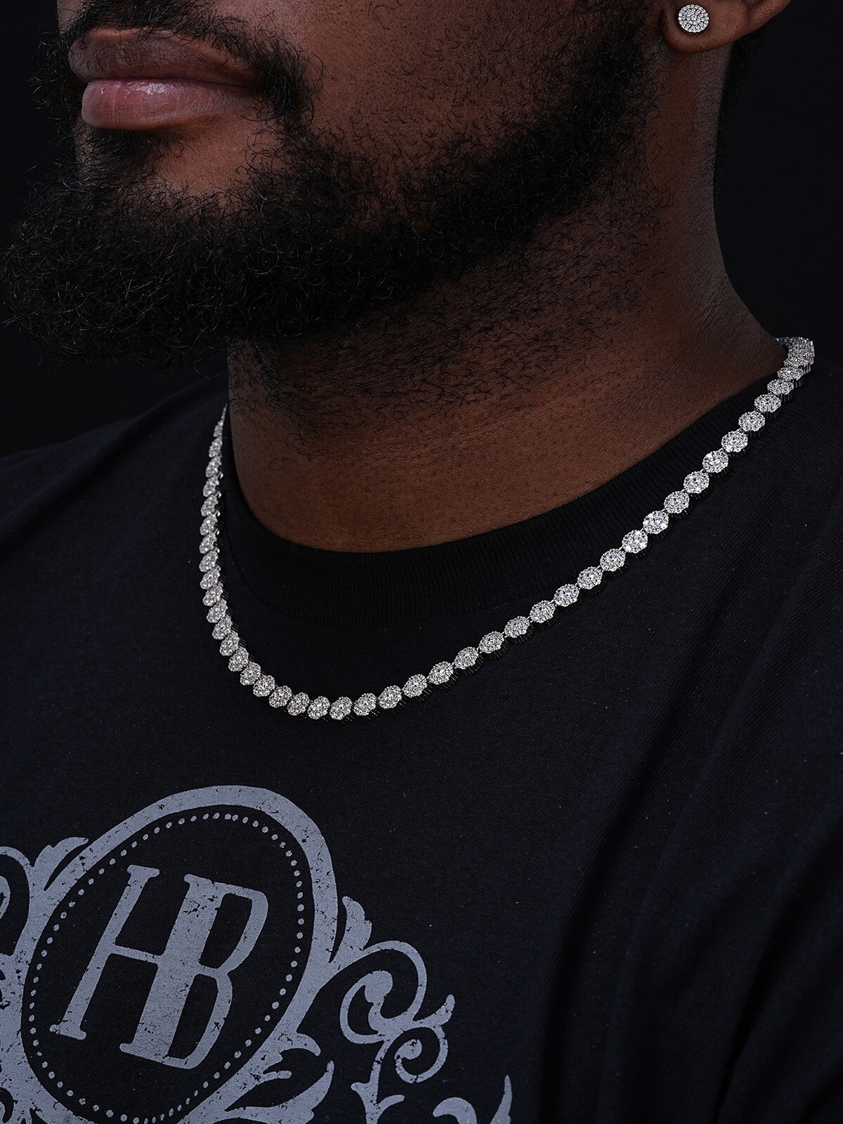 Real MOISSANITE Hip Hop Cluster Tennis Chain Necklace 7mm Pass Diamond Tester