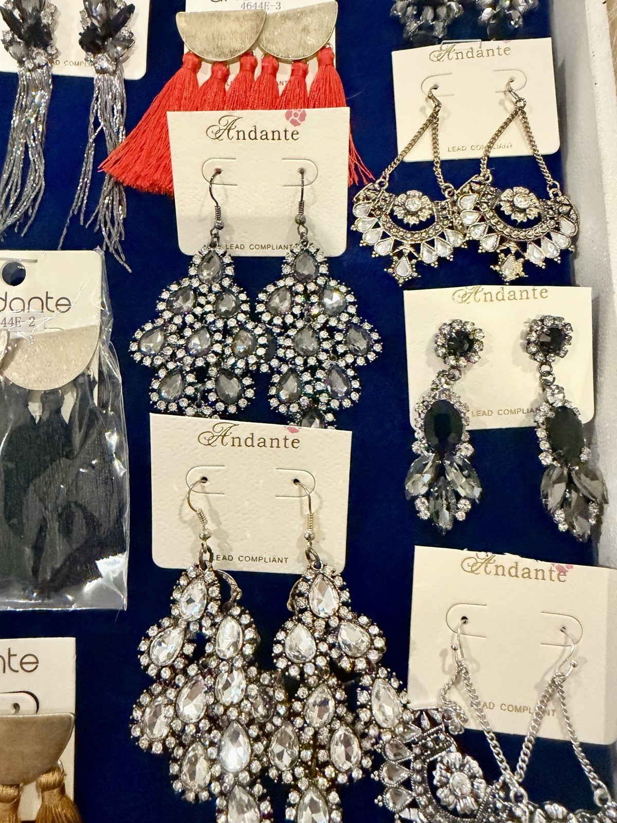 Andante Earrings Lot 14 Pairs NWT Rhinestone Tassel Statement Fashion Jewelry