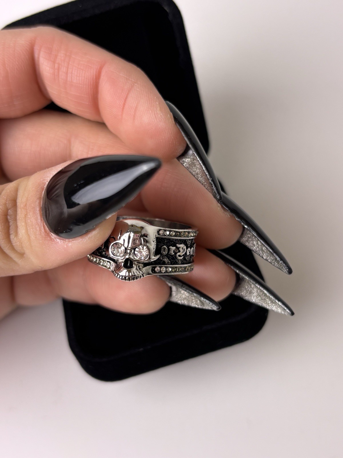 Men’s Silver Skull Ring 925 Sterling Silver Liberation Freedom Or Death Size 13