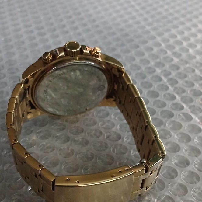 Relic Men’s Cronograph Wristwatch Gold Tone Metal Dial Analog