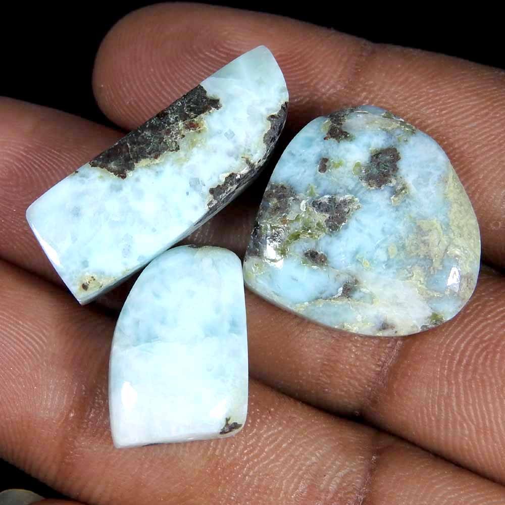 43.50Cts100%Natural Sky Blue Larimar Fancy Cabochon Loose Gemstone.lot