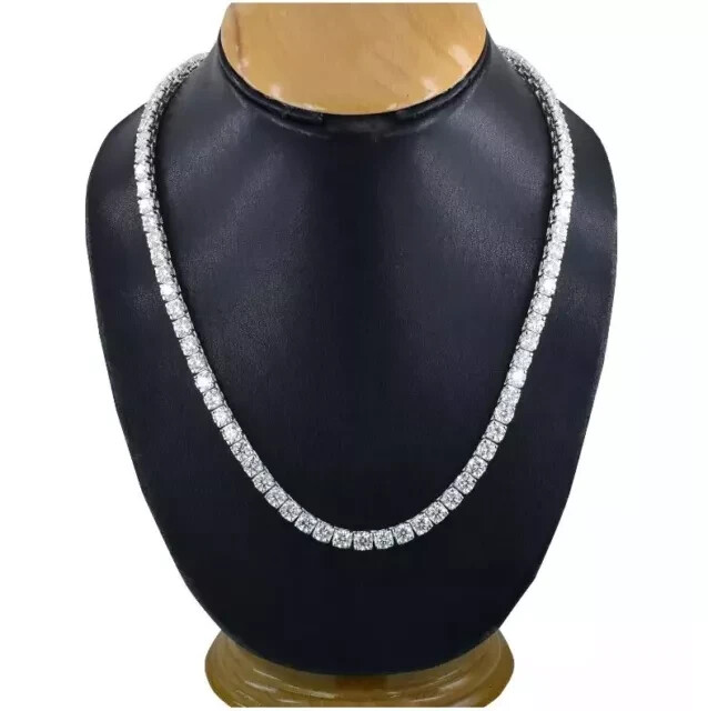 20Ct Gorgeous Lab Created Wh Diam Women’ Tennis Necklace 14K Wh Gold Plated 18 “