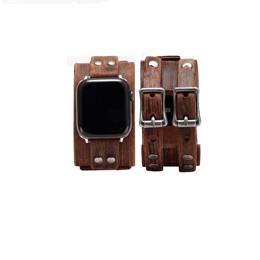 Leather Wide Cuff Band For Apple Watch Series 8 7 6 5 4 3 SE iWatch Strap 38-49m