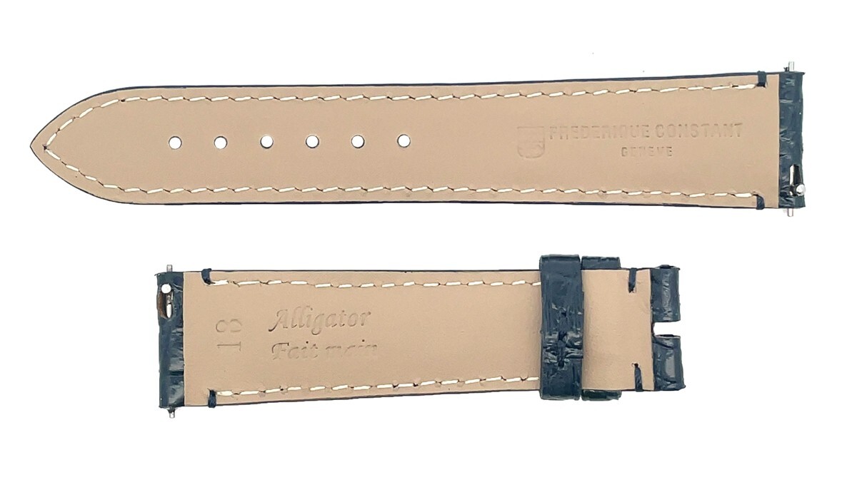 Frederique Constant 18mm x 16mm Dark Navy Blue Alligator Watch Band Strap
