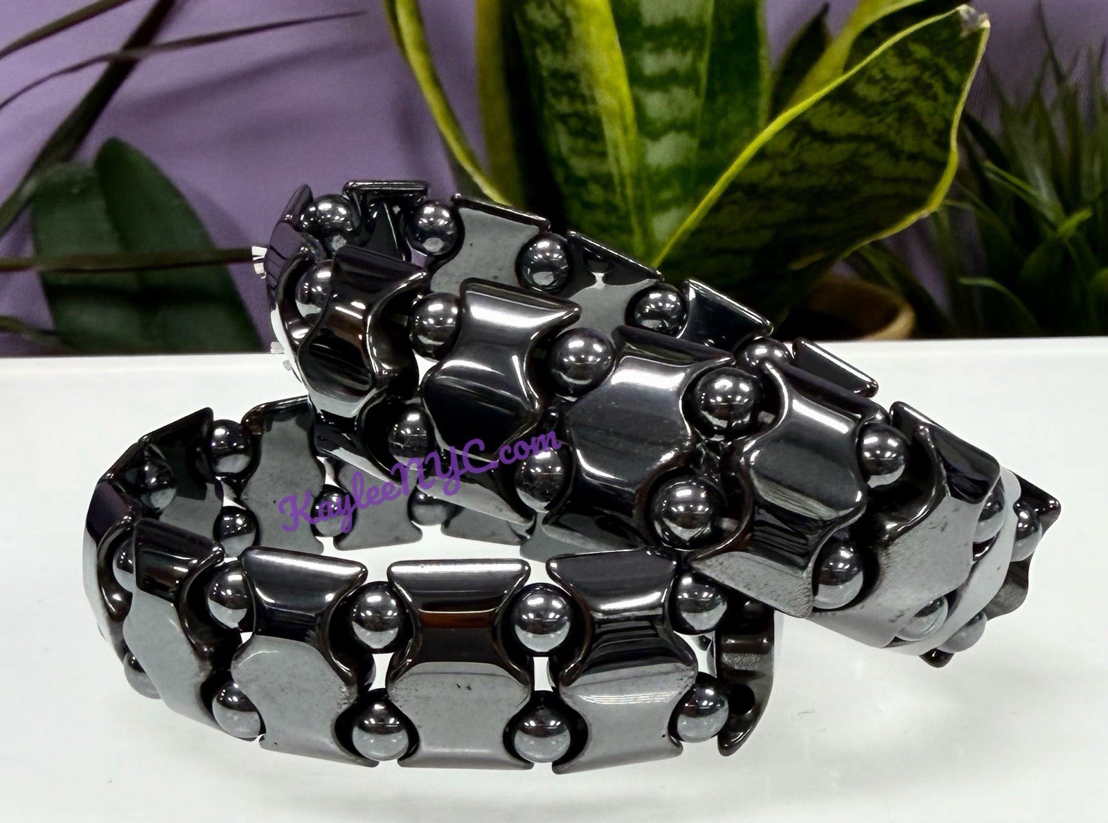 Wholesale 6 Pcs Natural Hematite 7.5” Crystal Stretch Healing Bracelet 15mm