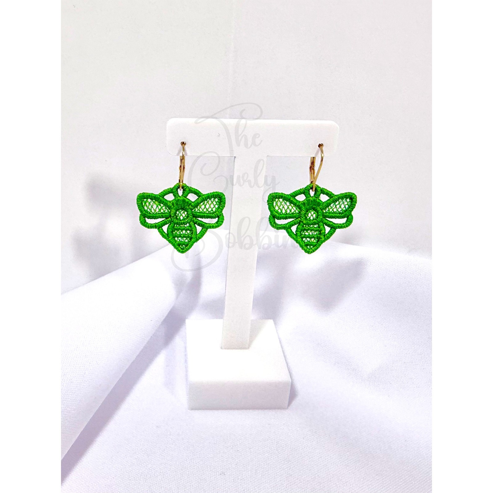 Embroidered Lace Bumblebee Leverback Earrings and Charm Bundle Birthday Gift