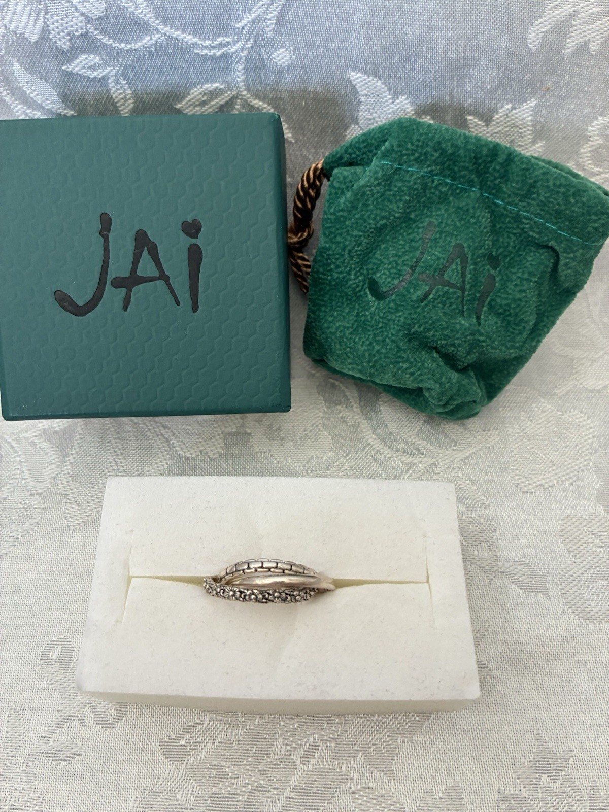 Jai By John Hardy Sterling Silver Triple Rolling Ring Floral Sz 9 New NIB