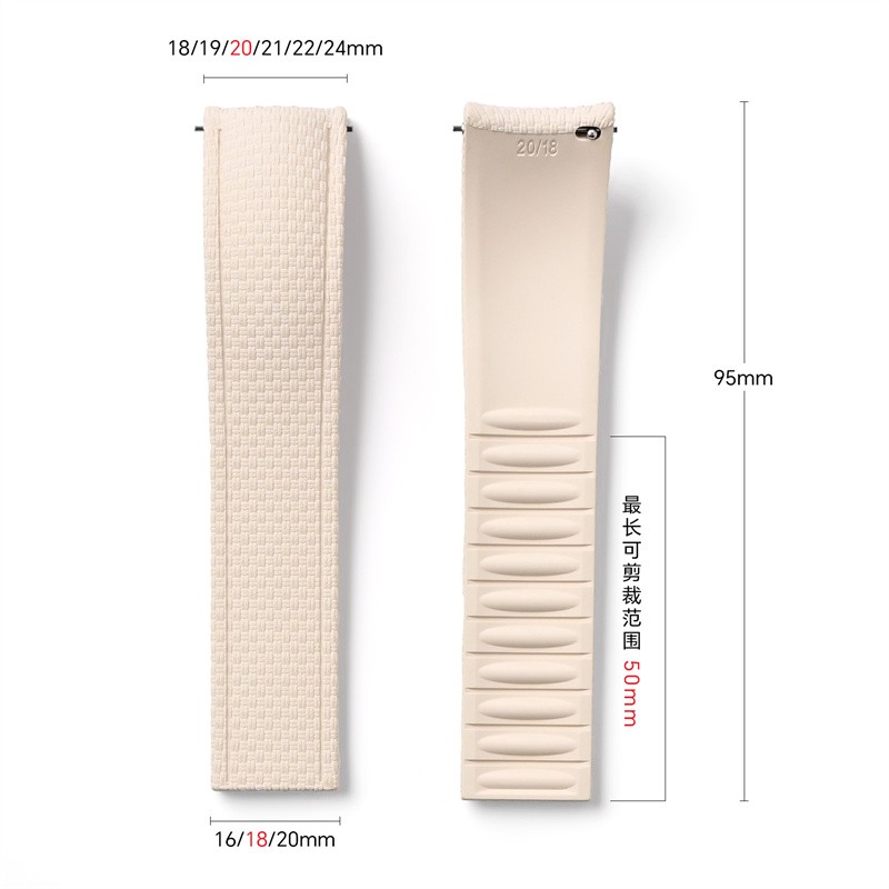 20/21/22mm CTS Fluorocarbon Rubber FKM Quick-Release Watch Strap Adjustable