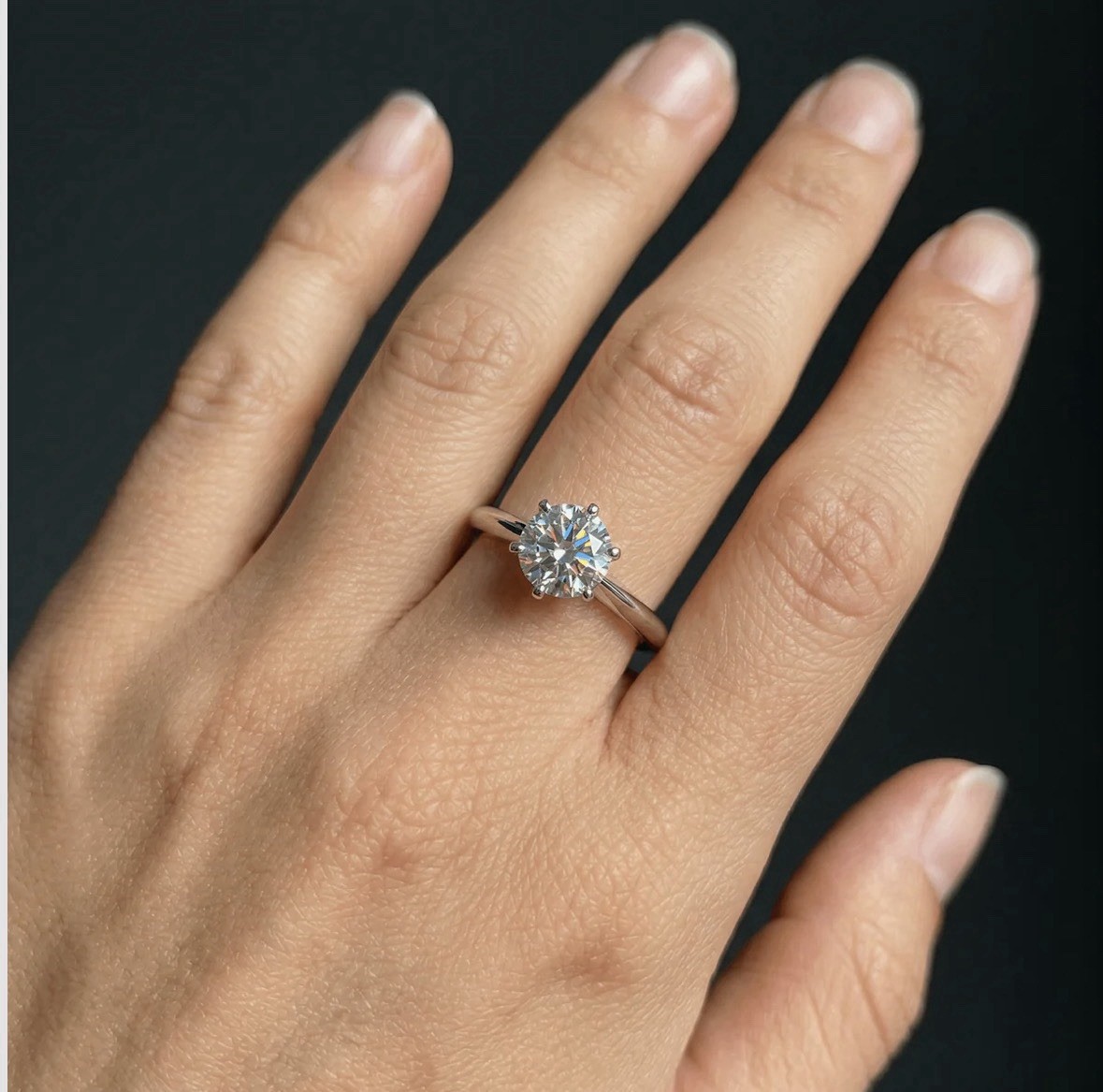 925 Moissanite Sterling Silver Stud Ring with adjustable size. 1.0-2.0 CT
