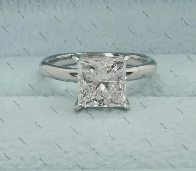 3 Ct Princess F/VS1 Lab Grown Diamond Engagement Solitaire Ring 14K White Gold