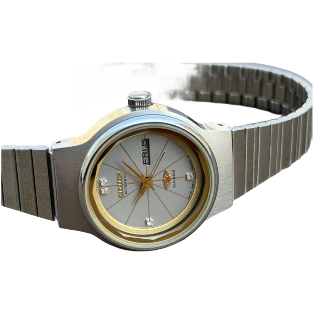 Vintage Citizen Ladies Automatic 21 Jewels Silver Dial Watch 26mm Japan S-132