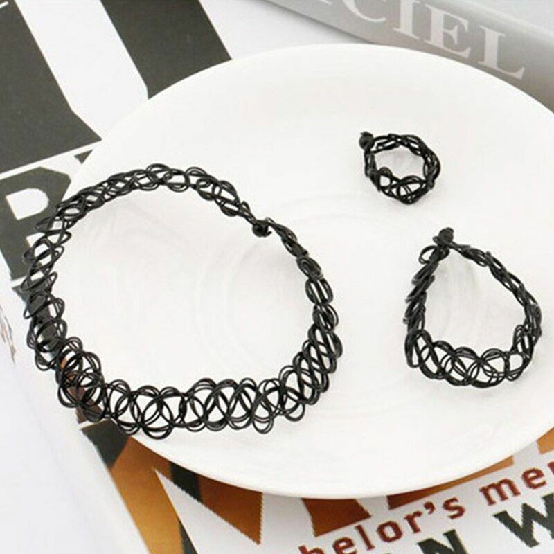 Elastic Vintage Gothic Collar Stretchable Choker Necklace Bracelet Women Jewelry