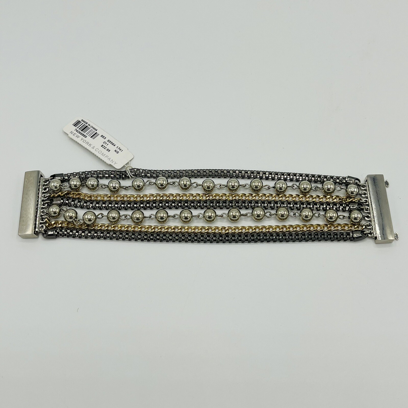 New York And Company Layer Bracelet Chain Black Silver Gold Colors Magnetic
