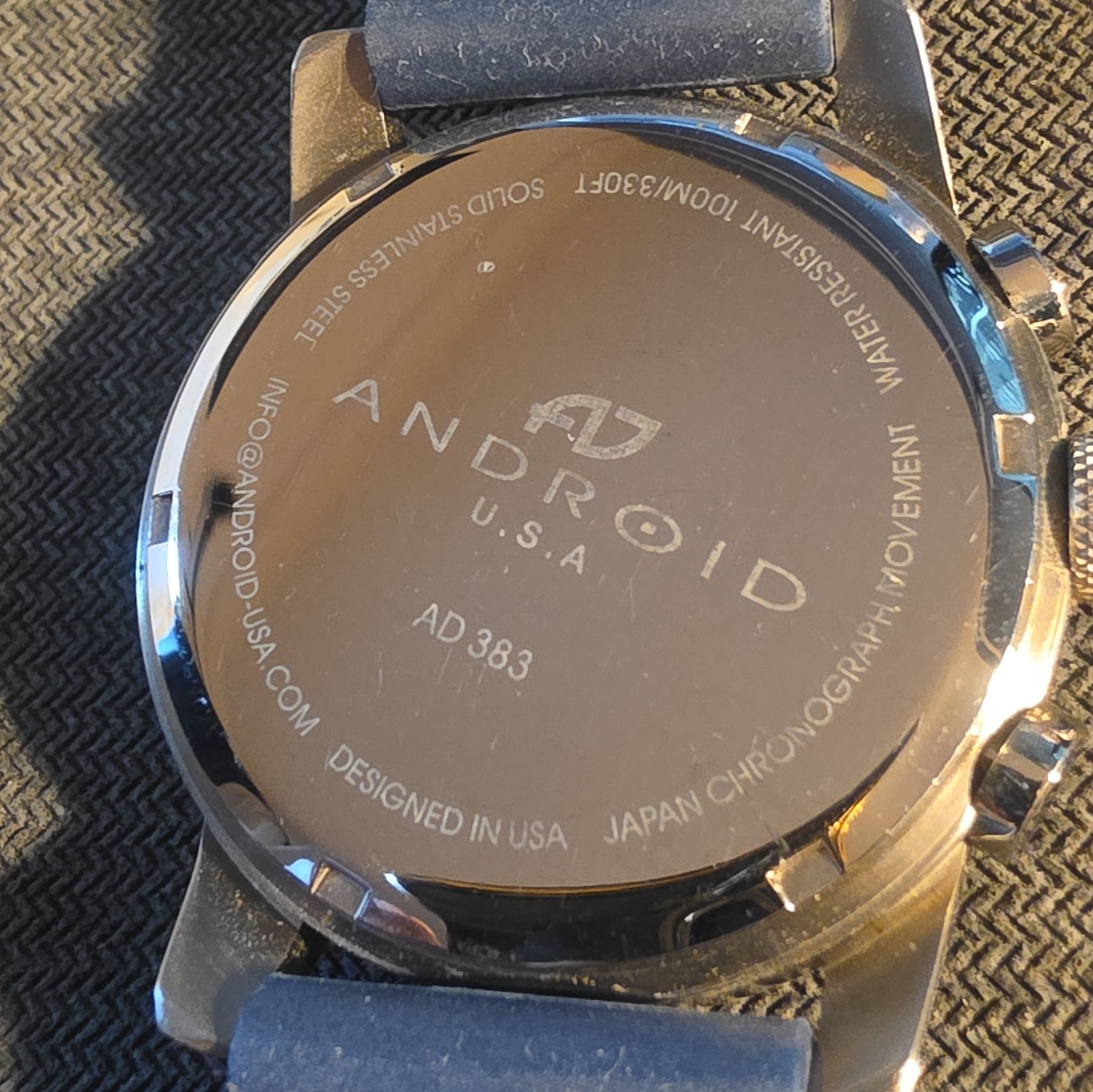 Android Quartz Chronograph 100m Blue Dial 50mm Steel Silver Blue Silicone