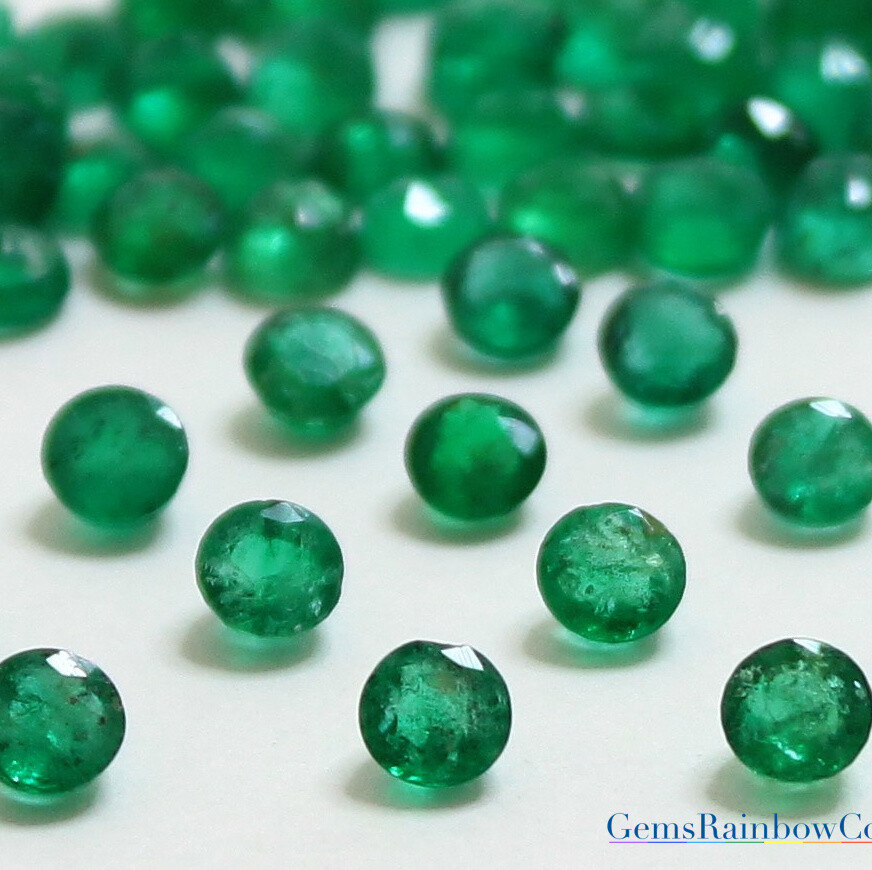 AAA Quality Natural Round Cut, Zambian Emerald, Green, 1.5 mm To 5.5mm, #968