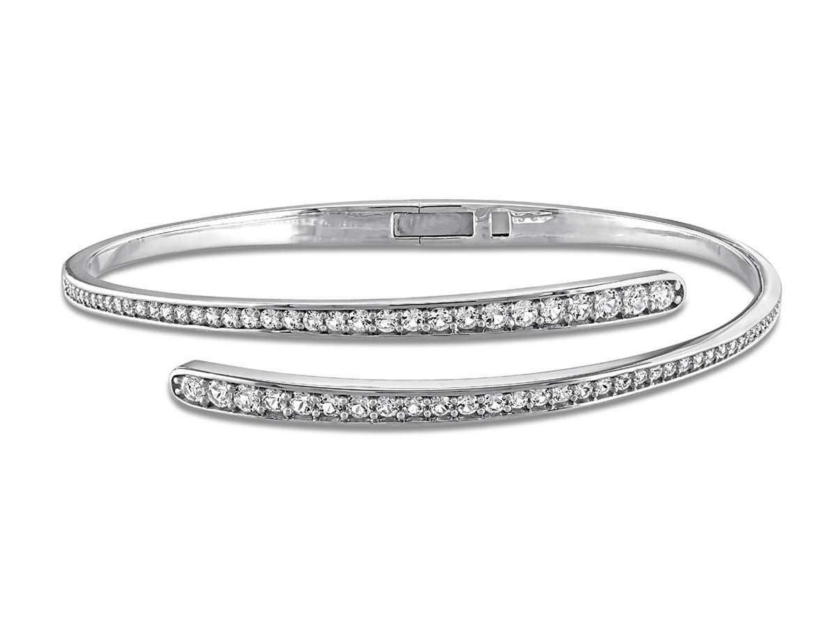 1.66 Carat (ctw) Lab-Created White Sapphire Bangle Bracelet Wrap Sterling Silver