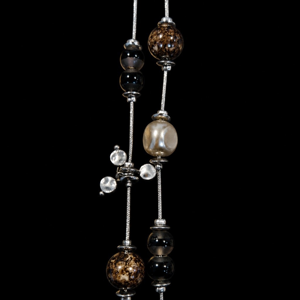 Chico’s silver tone long station necklace tortoise she’ll resin pendant