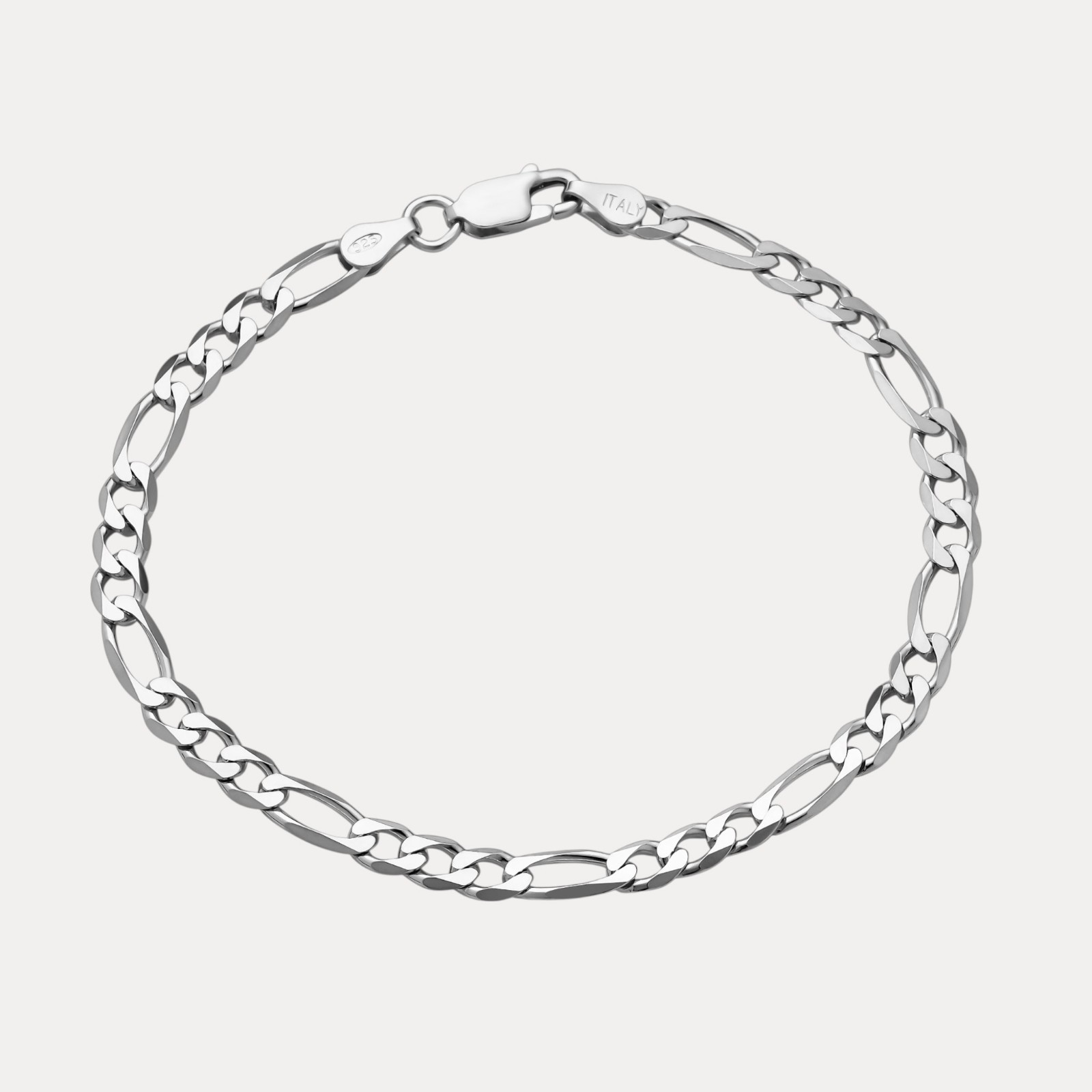 5mm Figaro Bracelet Link – Real Solid 925 Sterling Silver Or 14k Gold Vermeil