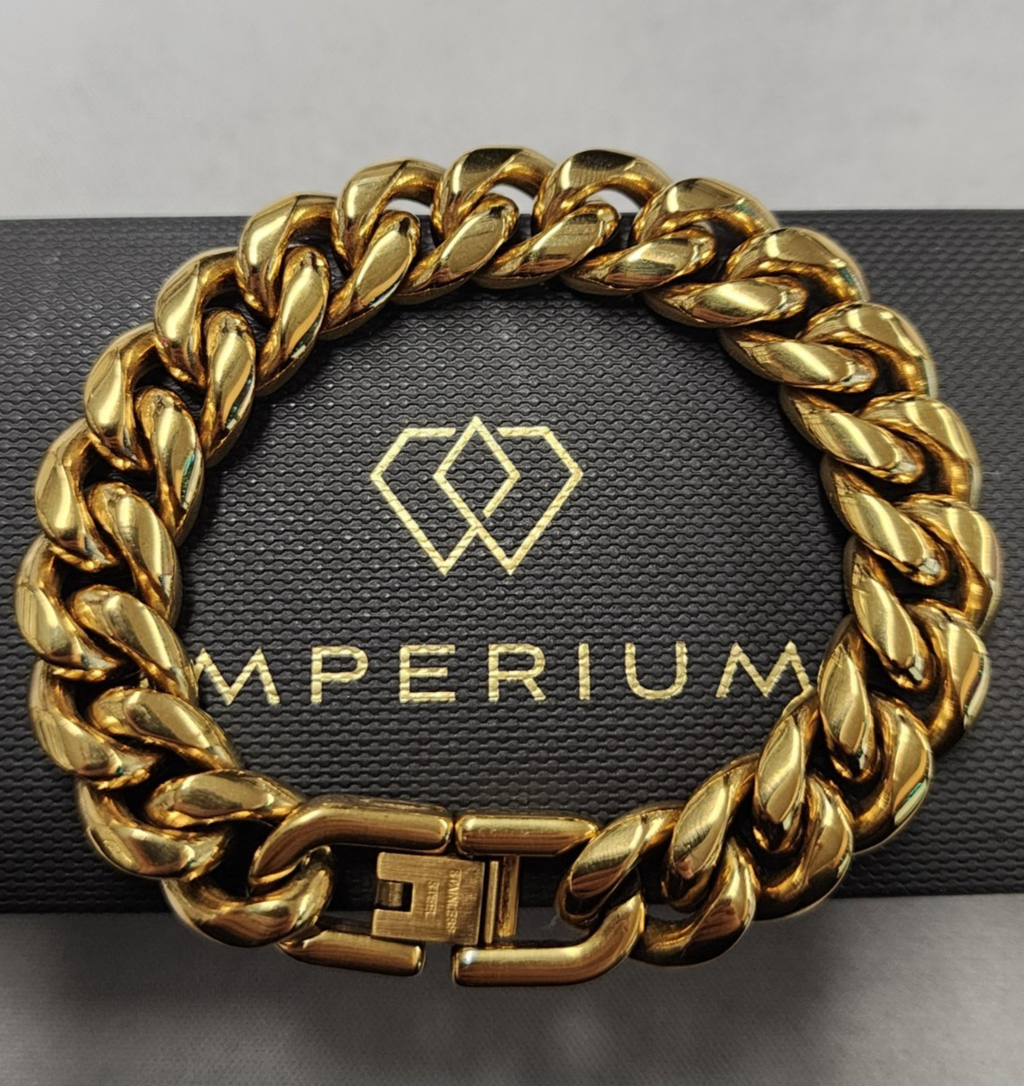 Imperium 18K Gold Plated 12mm Cuban Link Bracelet 7″