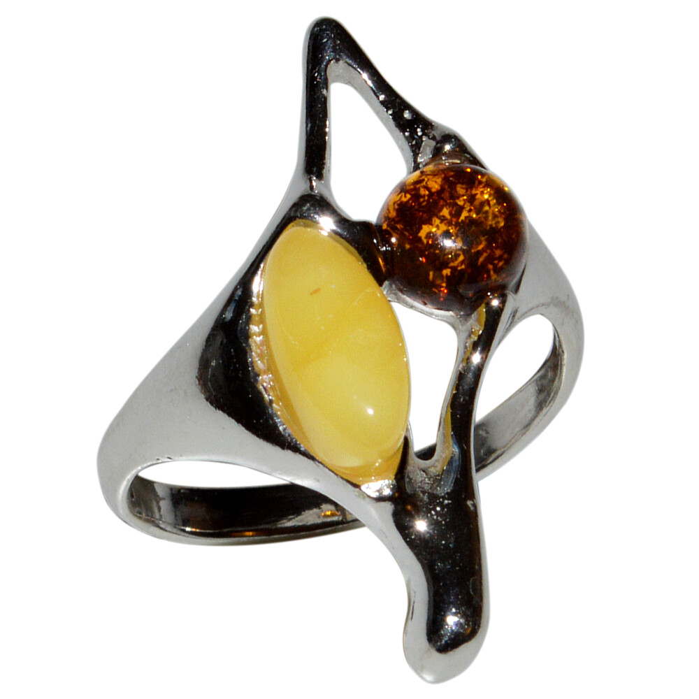 3.29g Authentic Baltic Amber 925 Sterling Silver Ring Jewelry N-A7369A s.8