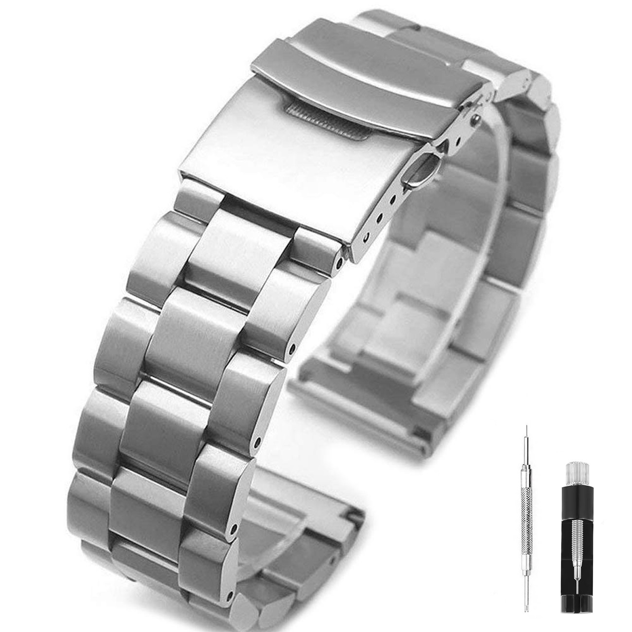 New 18 20 21 22 24 mm Stainless Steel Watch Bands Brushed Finish Watch Strap
