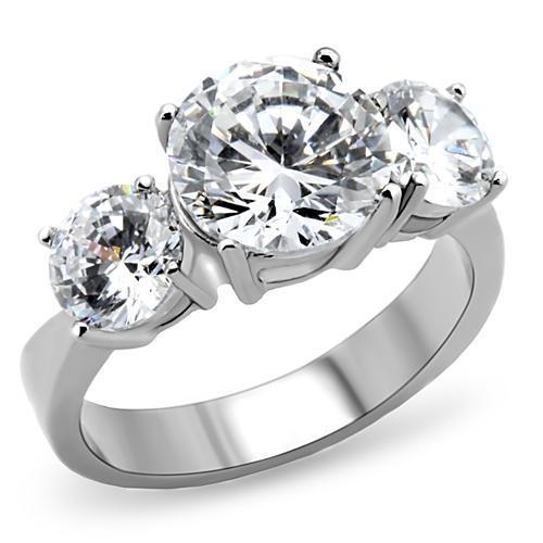 Women’s 3 Round Stone cz Stainless Steel Anniversary Engagement Band PPF Ring
