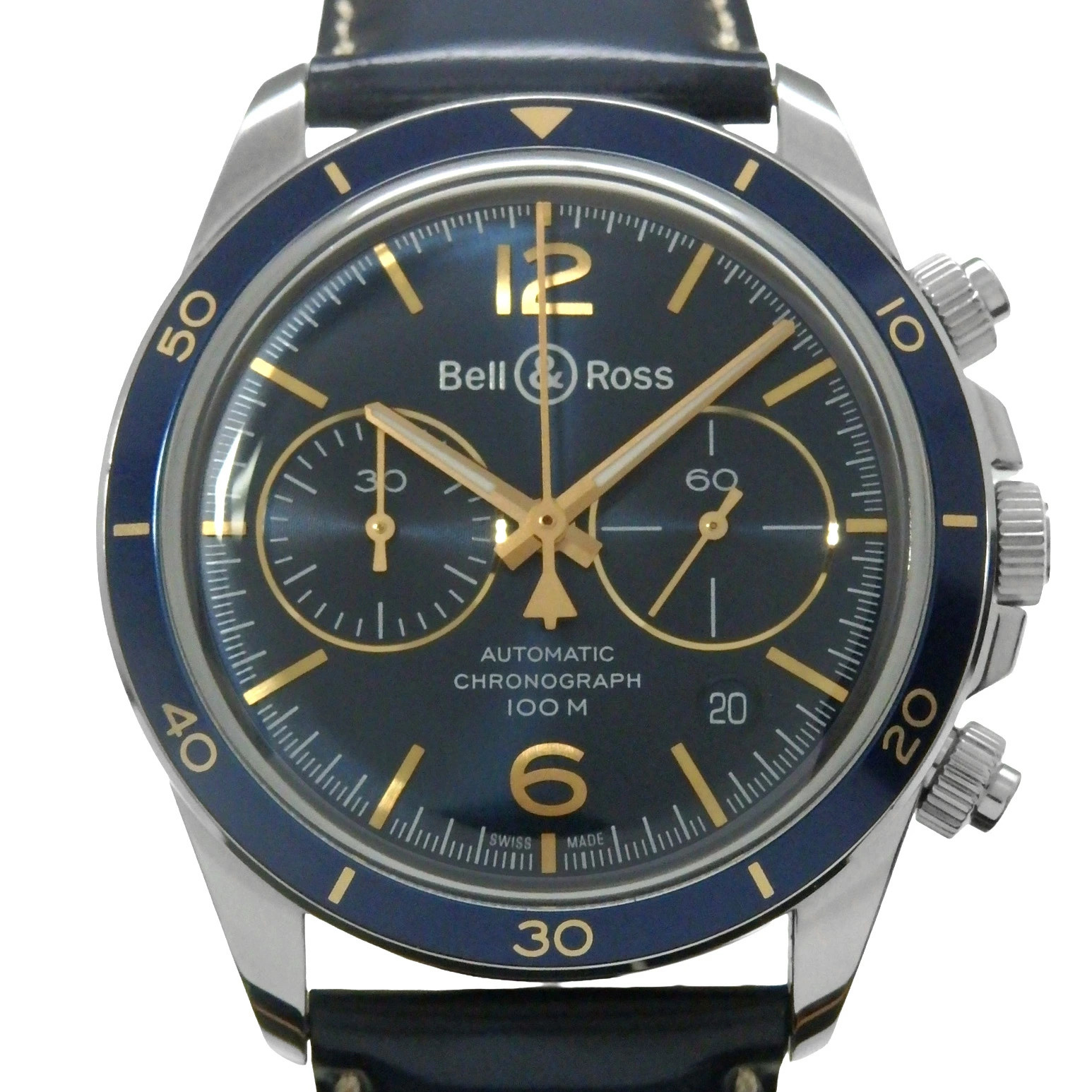 BELL&ROSS WATCH AERONAVALE BRV2-94-BU-G-ST/SCA CHRONOGRAPH AUTOMATIC BLUE MEN’S