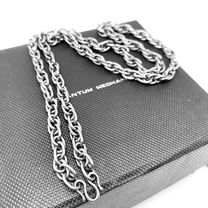 21.6/23.6/25.6 Inch Pure Titanium Twisted Necklace 7mm Trend Anti Allergic Men