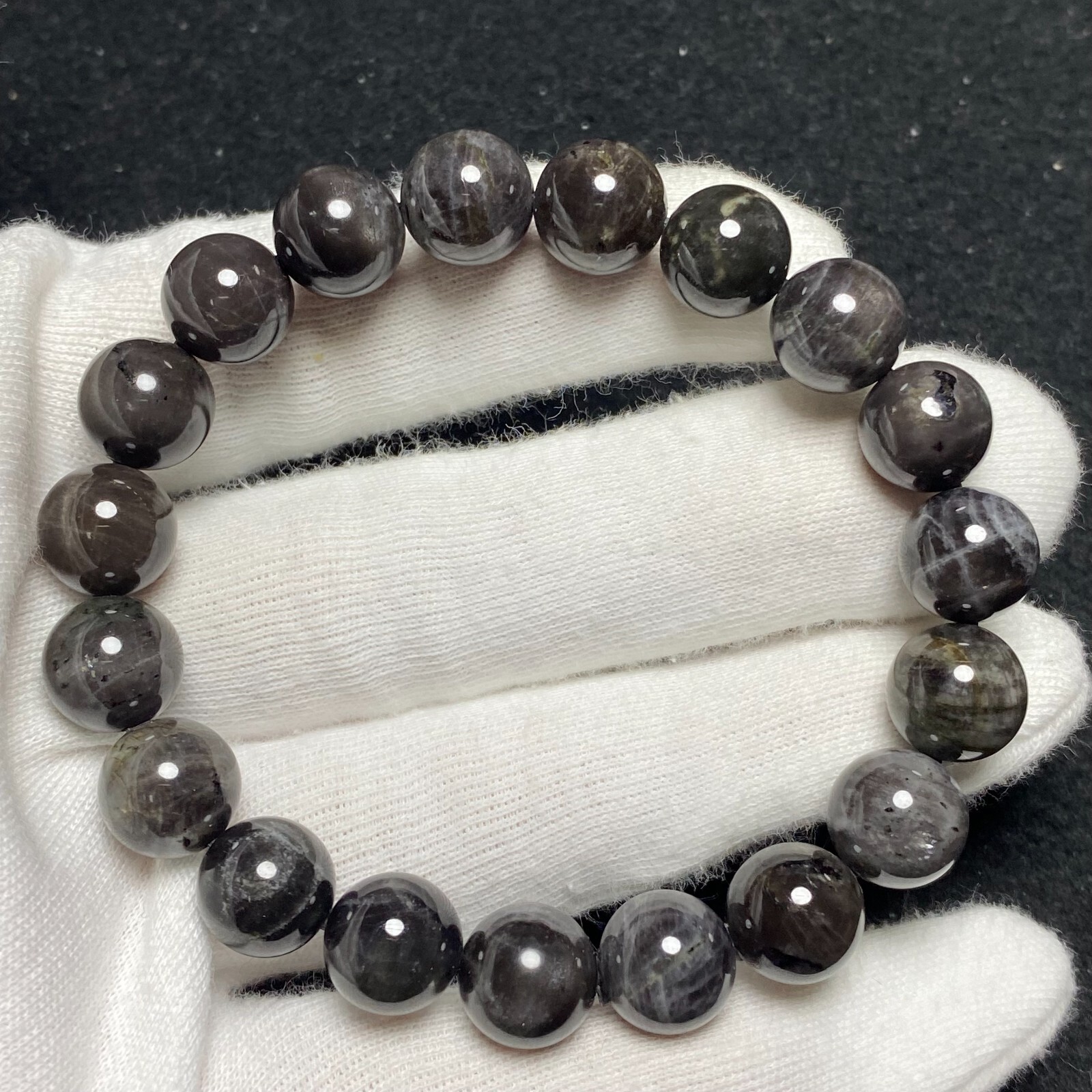 10.6mm Genuine Natural Golden Luck Stone Gemstone Round Beads Bracelet 1549