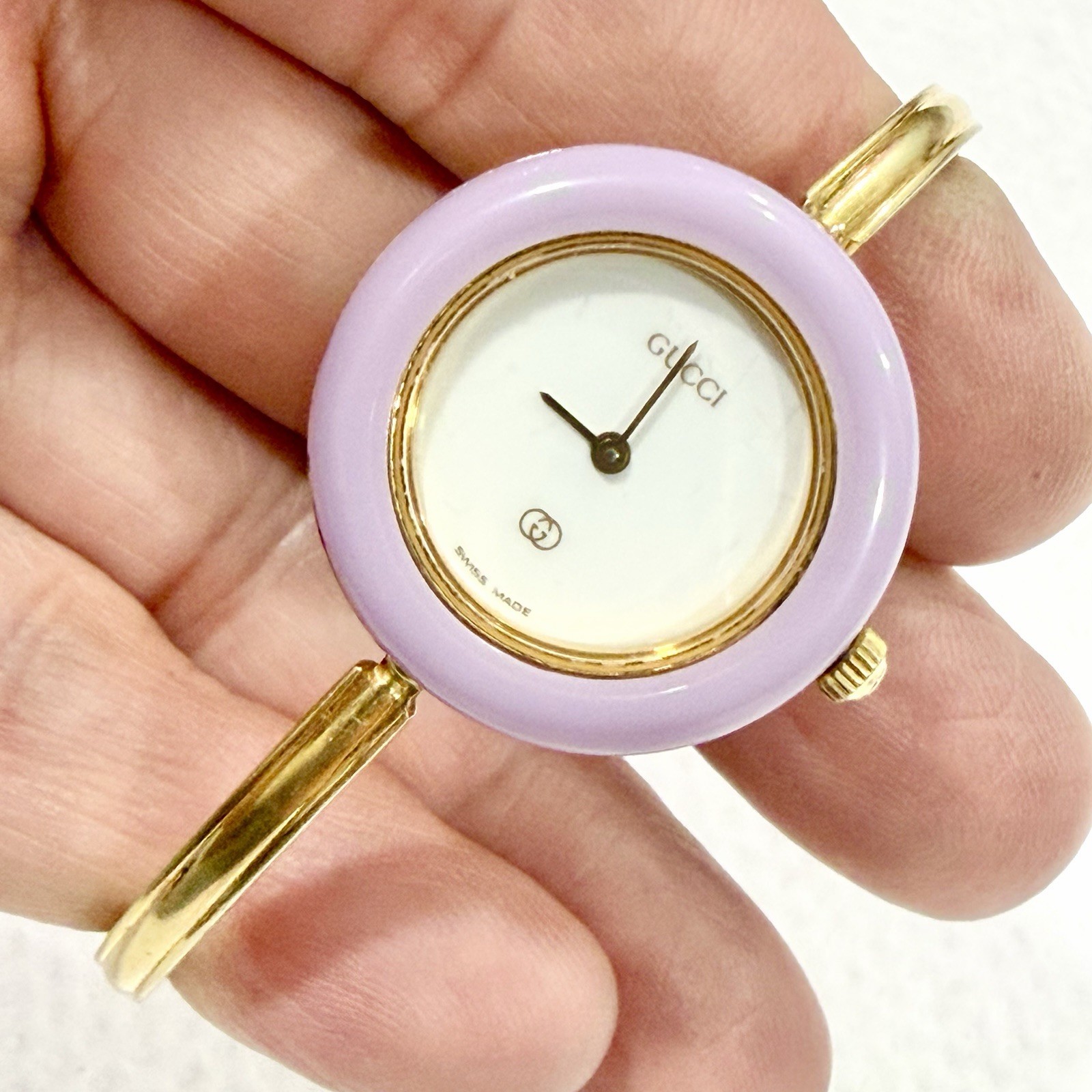 Gucci Change Bezel 1100 Gold 26mm Purple Bezel Quartz Women’s Watch RUNS!