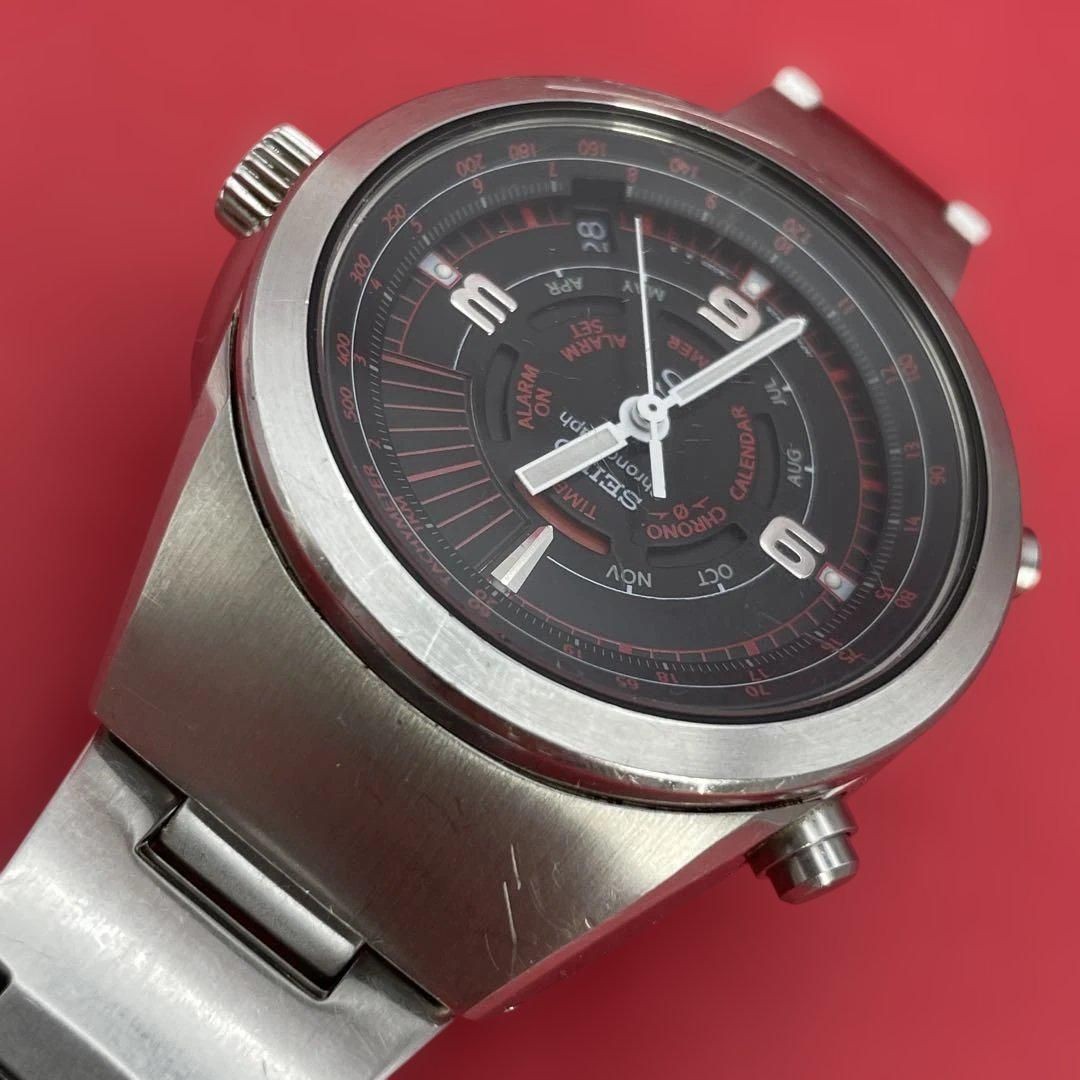 SEIKO SUS Chronograph 6M26-6020 Black Dial Dancing Hands Multifunction QZ Quartz