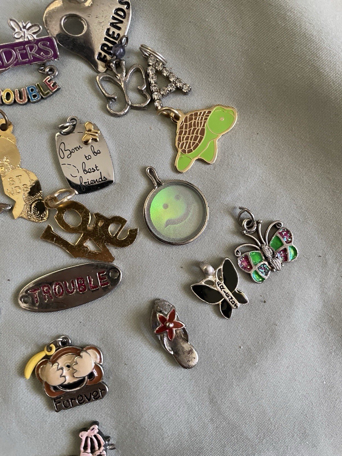 Lot 1990’s Teen Trinkets Charms Best Friends Believe Trouble Bear Heart Etc.