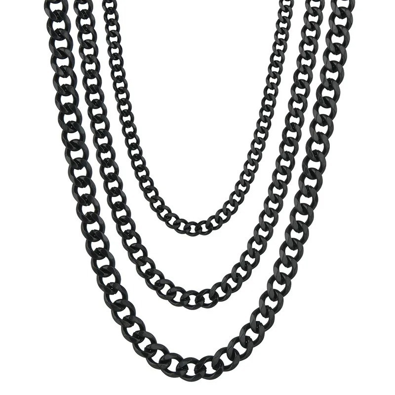 16-36″ Stainless Steel Silver Chain Cuban Curb Womens Mens Necklace 3/5/7/9/11mm