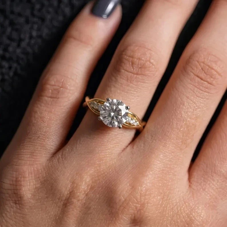 2.80CT Lab Grown Round Diamond Wedding Ring 14K Yellow Gold Valentine Gift