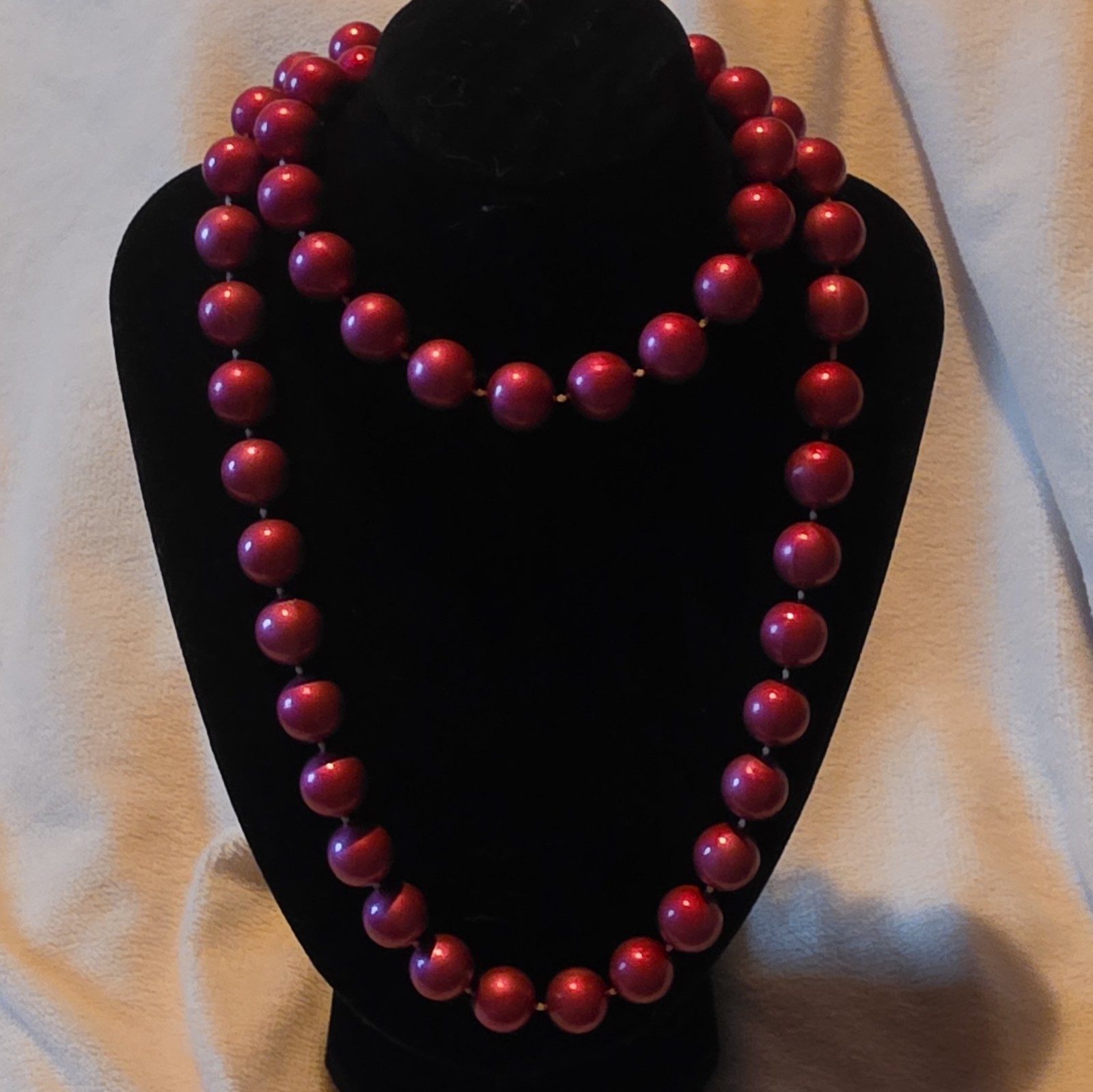 Vintage Pink Round Beaded Single Strand Necklace Ball/Bead Chain Lobster Clasp