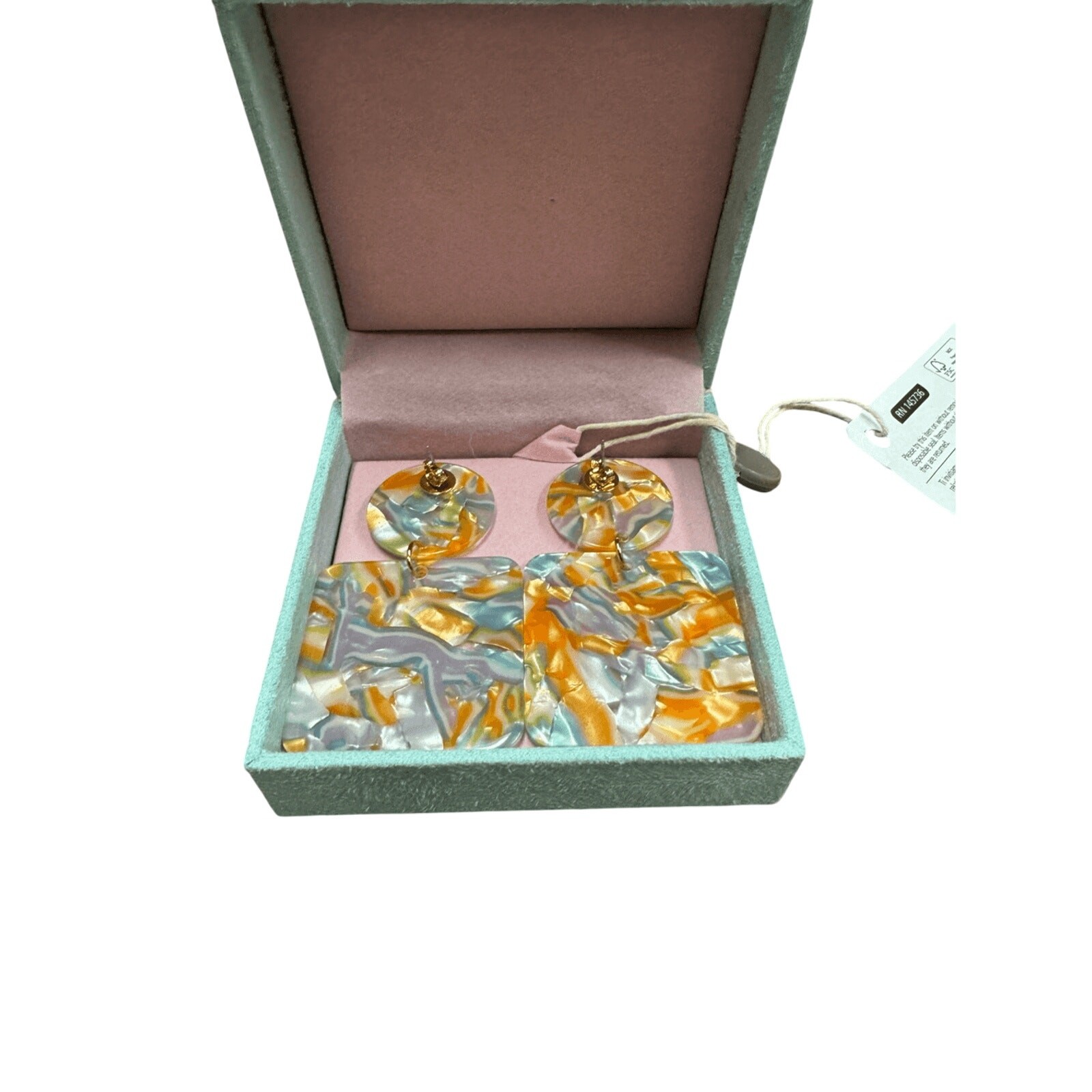 Valet Studio NWT Abigail Earrings in Sky Blue and Orange