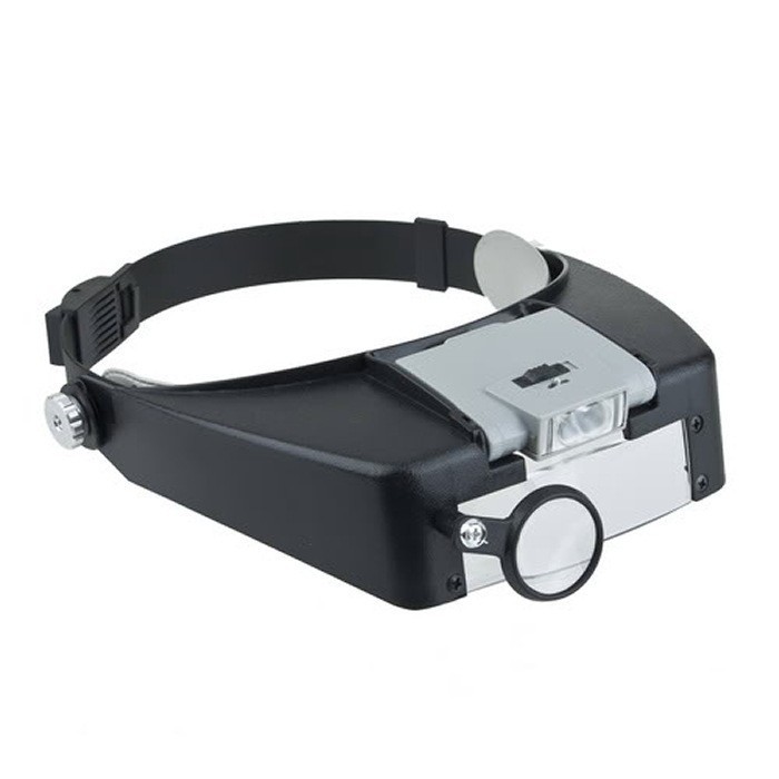 LED Jewelers Headband Magnifier Illuminated Visor Magnifying Glasses Loupe