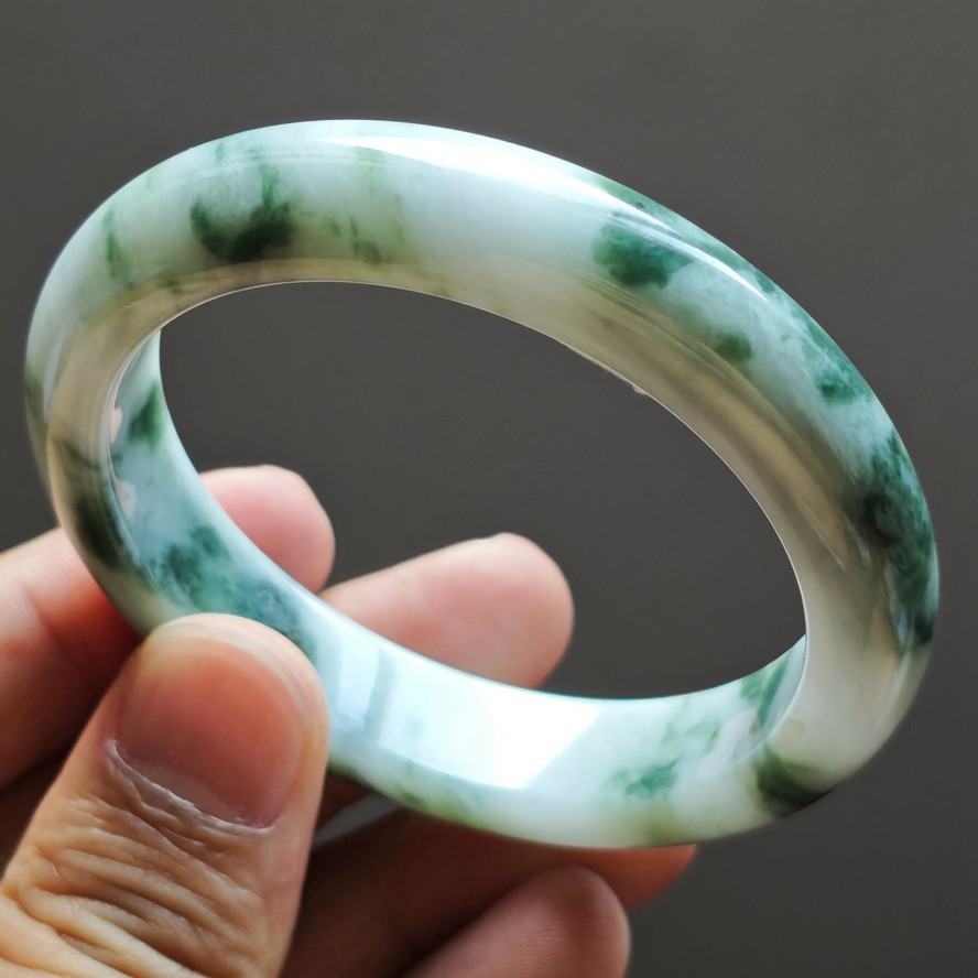57mm Certification Grade A Green Burma Natural Jadeite Jade Bracelet Bangle8603