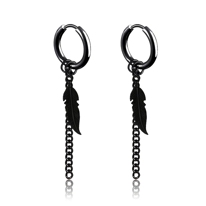 Black Punk Stainless Steel Stud Earrings Round Vintage Piercing Black Jewelry
