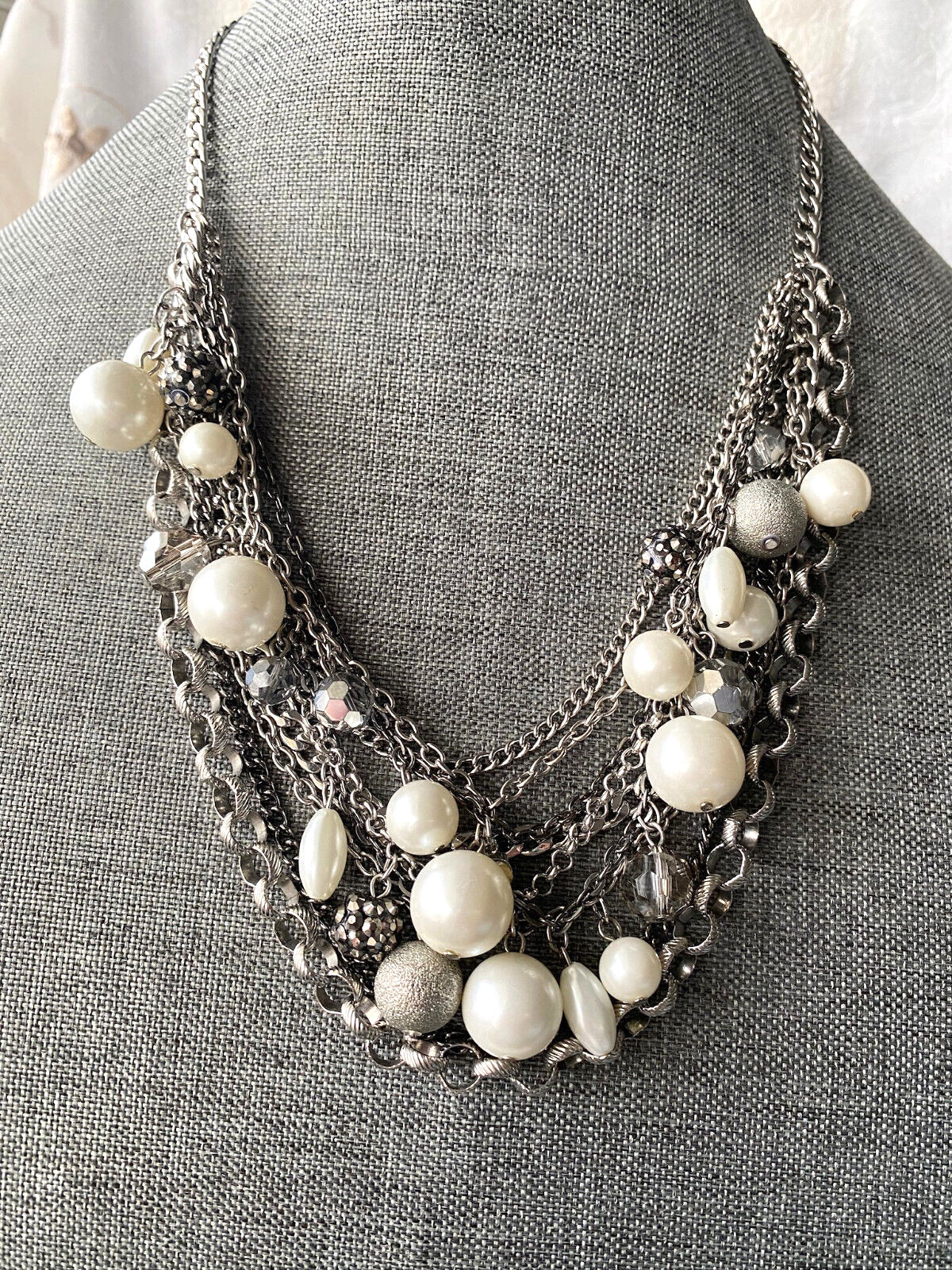 Vintage Lane Bryant Multi Strand – Pearl Like & Various Beads 24″ NK114