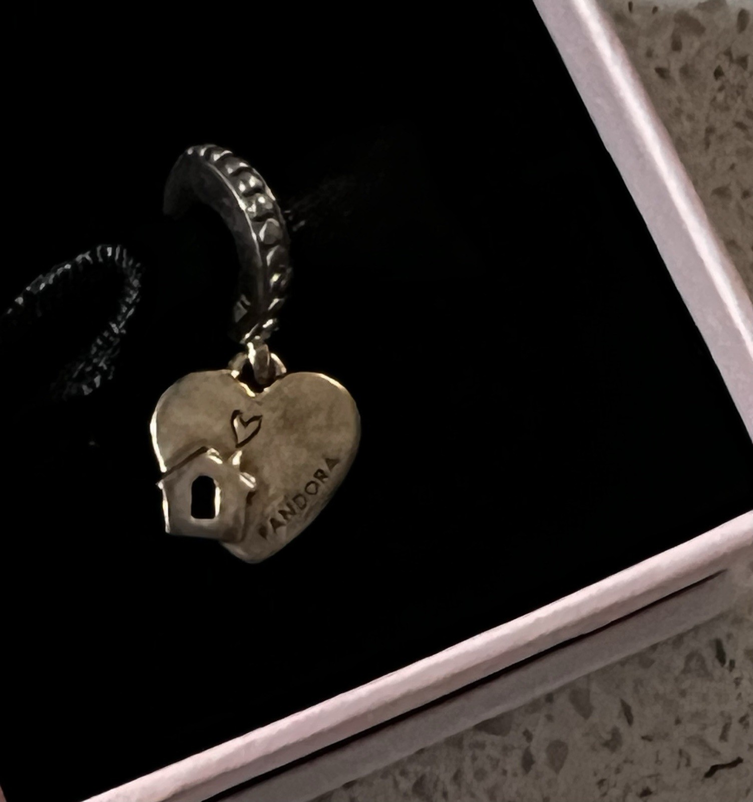NWOT Pandora Moments 925 Silver Love My Home Heart Dangle Charm 799324C01